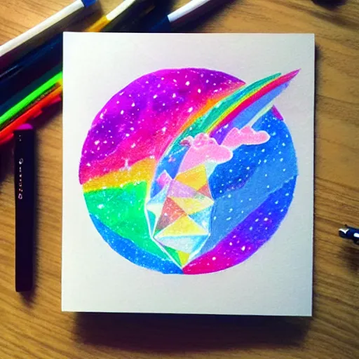 Image similar to moon prism give me strength. drawing with felt - tip pens