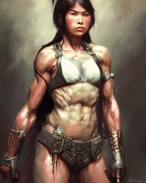 Image similar to a portrait of a fit female warrior by Ross Tran and Thomas Cole and Wayne Barlowe