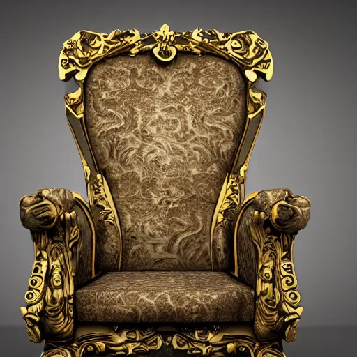 Prompt: futuristic baroque chair, product photo, highly detailed