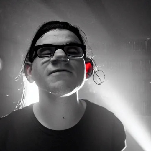 Prompt: skrillex in an actual boiler room