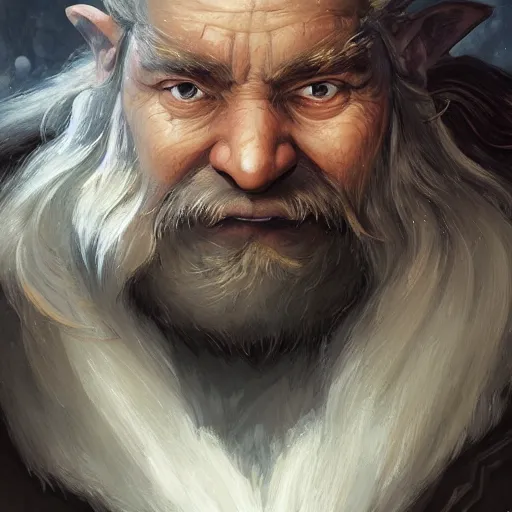Prompt: masterpiece portrait of a big nosed RPG hobbit gnome, D&D, fantasy, highly detailed, digital painting, sharp focus, illustration, art by artgerm and Edmiston and greg rutkowski and magali villeneuve