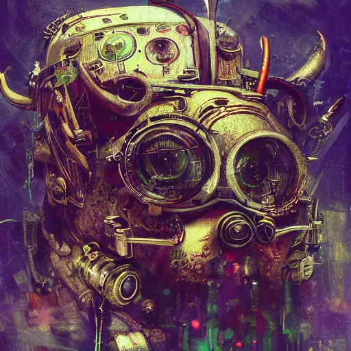 Prompt: steampunk rat, acid, 303, psychedelic, by ruan jia