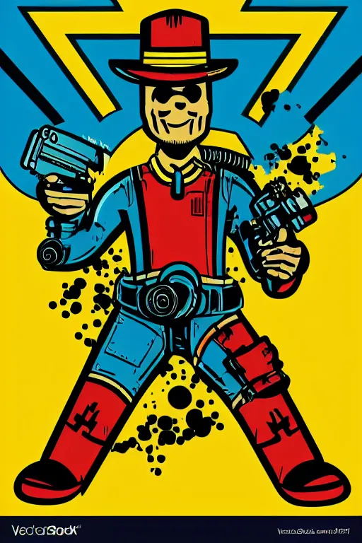 Image similar to fallout 7 6 retro futurist illustration art by butcher billy, sticker, colorful, illustration, highly detailed, simple, smooth and clean vector curves, no jagged lines, vector art, smooth andy warhol style