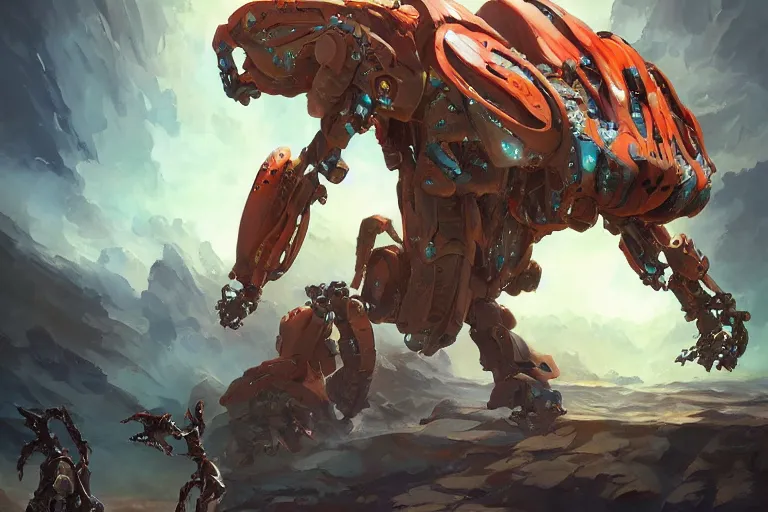 Image similar to longleg machine mecha animal beast dragon robot of elden ring bioluminiscence, behance hd by jesper ejsing, by rhads, makoto shinkai and lois van baarle, ilya kuvshinov, rossdraws global illumination