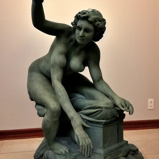 Prompt: Angry Karen demands to see the manager, marble statue by Michelangelo