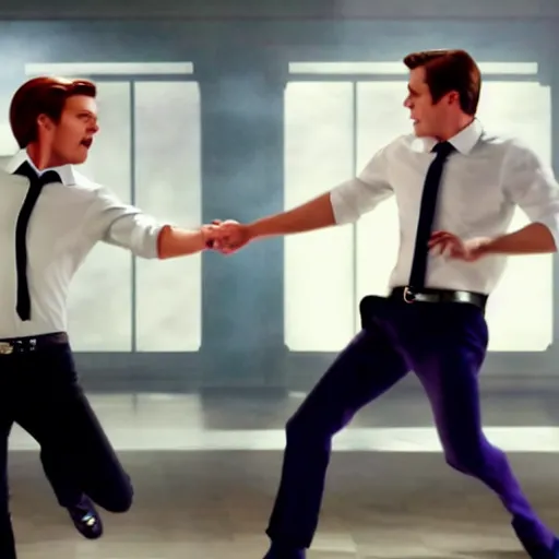 Prompt: Sebastian and Keith from La La Land dancing
