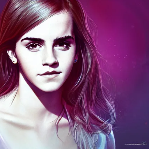 Image similar to Highly detailed portrait of Emma Watson as Blackpink. Medium shot, trend on artstation, WLOP, 4k, James Jean, Rossdraws, Yoshitaka Amano, digital art