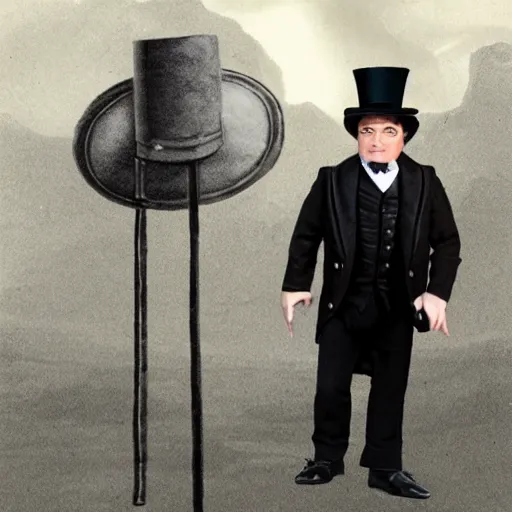 Prompt: an old halfling wearing a suit and top hat matte painting