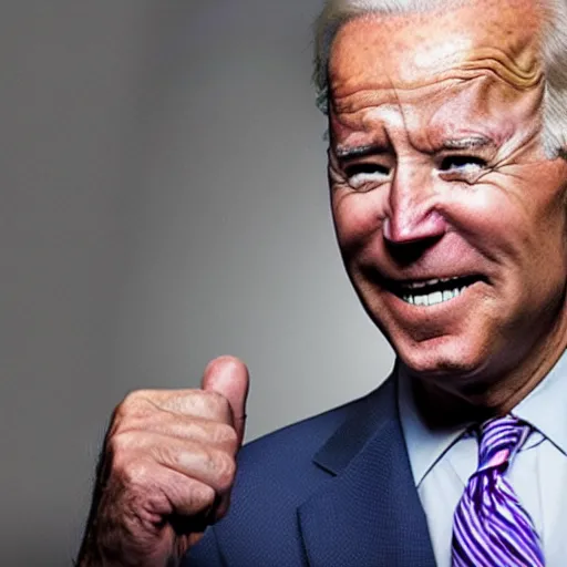 Image similar to joe biden as a gangster rap artist with face tattoos and diamond teeth