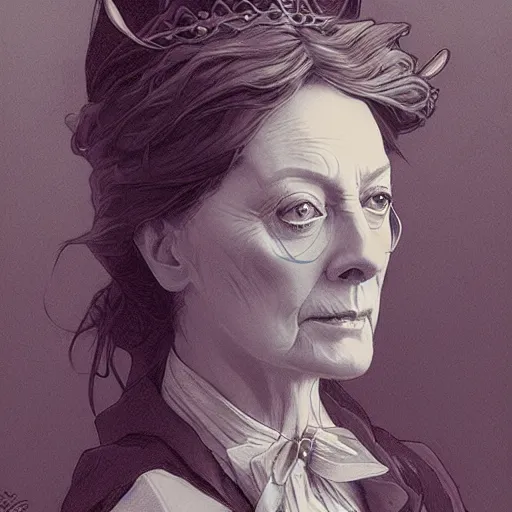 Image similar to amazing lifelike award winning pencil illustration of Professor McGonagall trending on art station artgerm Greg rutkowski alphonse mucha cinematic