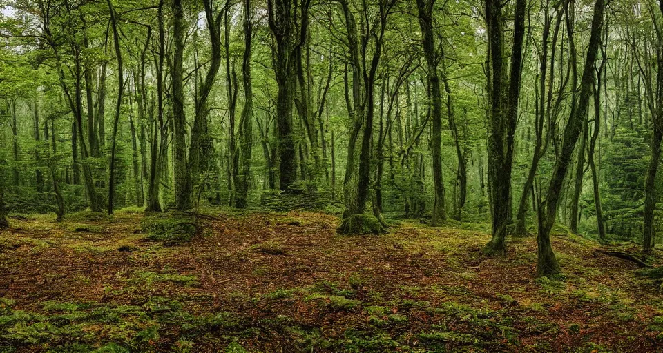 Image similar to A landscape photo of a beautiful forest scene. PROMPT, XF IQ4, 150MP, 50mm, f/1.4, ISO 200, 1/160s, natural light, Adobe Photoshop, Adobe Lightroom, DxO Photolab, Corel PaintShop Pro, rule of thirds, symmetrical balance, depth layering, polarizing filter, Sense of Depth, AI enhanced