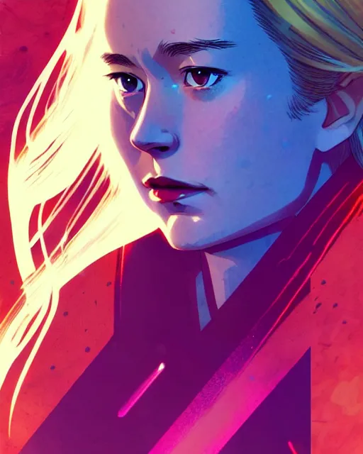 Prompt: Anime as Brie Larson playing Captain Marvel || cute-fine-face, pretty face, realistic shaded Perfect face, fine details. Anime. realistic shaded lighting poster by Ilya Kuvshinov katsuhiro otomo ghost-in-the-shell, magali villeneuve, artgerm, Jeremy Lipkin and Michael Garmash and Rob Rey as Captain Marvel in New York cute smile