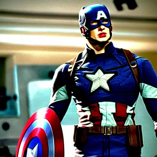 Image similar to film still of captain america in doctor who ( 1 9 7 5 )