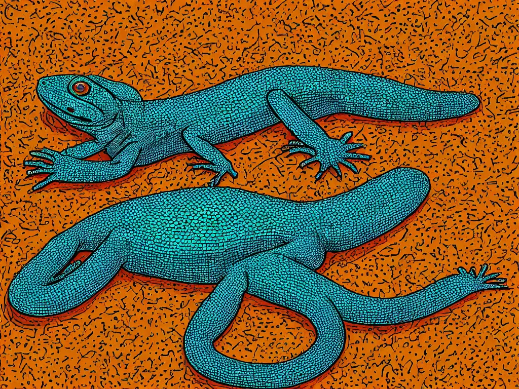 Image similar to “ a lizard basking in the sun, 4 k, trending on artstation, in the style of daniel clowes ”