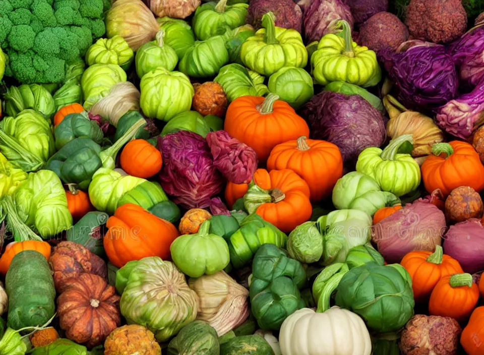 Prompt: photorealistic fall vegetables, stock photography