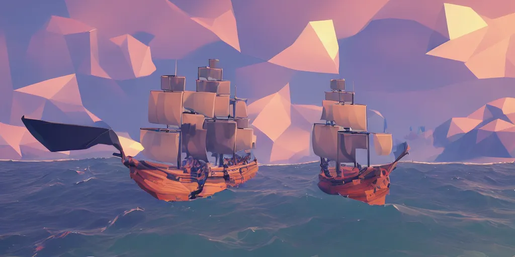 Image similar to low poly sea of thieves