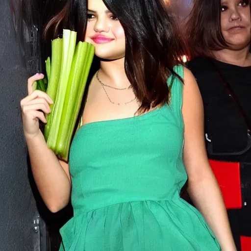 Image similar to selena gomez as a piece of celery