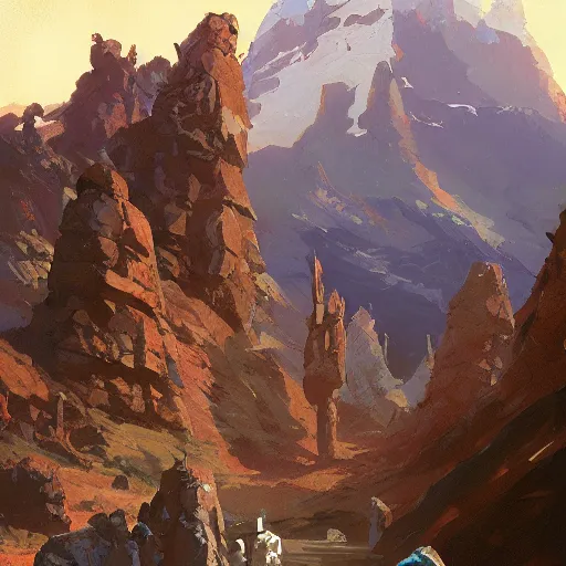 Image similar to sierra de Avila. by Craig mullins, Steve Purcell, Ralph McQuarrie. Trending on artstation. Centered image