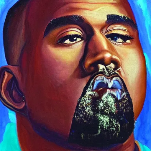 Prompt: kanye west meets God oil painting