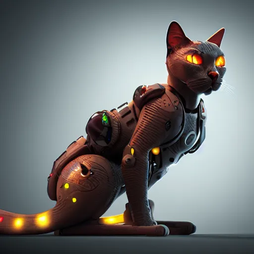 Image similar to cyborg cat from the future, octane render