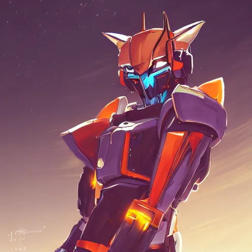 Image similar to a portrait of a stunning beautiful vampire fox gundam pilot, with an intricate, detailed, urban inspired hiphop afro futuristic helmet, vector behance hd jesper ejsing, rhads, makoto shinkai, lois van baarle, ilya kuvshinov, rossdraws, hd, 3 2 k, ilya kuvshinov, gustav klimt