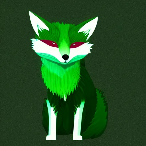 Prompt: green digital fox, green retrowave palette, green digital world, green highly detailed, green electric breeze, green anatomically correct vulpine, green synth feel, green fluffy face, green ear floof, green flowing fur, green super realism, green accurate animal imagery, green 4 k digital art