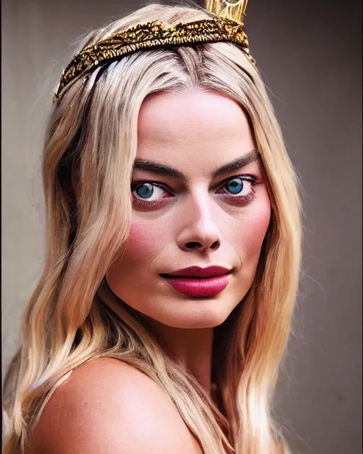 Image similar to margot robbie as a hot Greek goddess in the sky, highly detailed, detailed face, beautiful face, hyper realistic