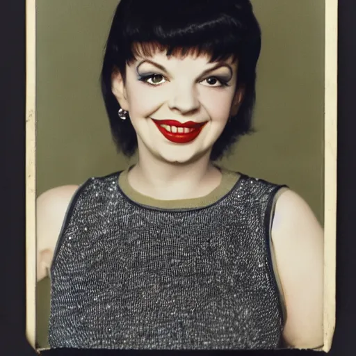 Prompt: photographic portrait of a hybrid of lisa minelli and judy garland aged 2 2, with a fringe, 8 k