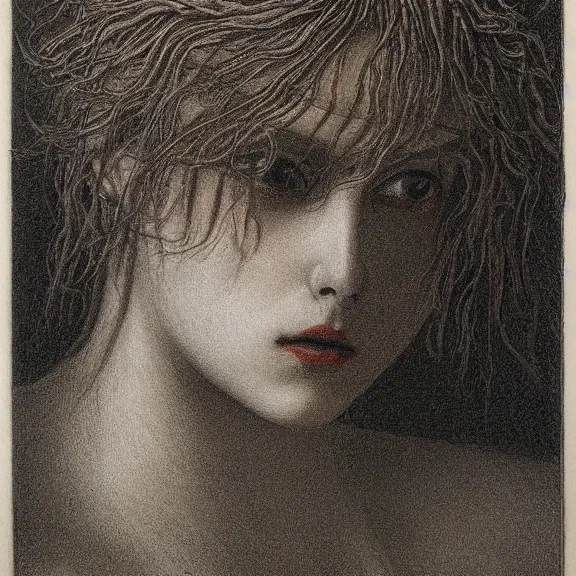 Image similar to a highly detailed portrait in the style of charles dulac and in the style of jean delville.