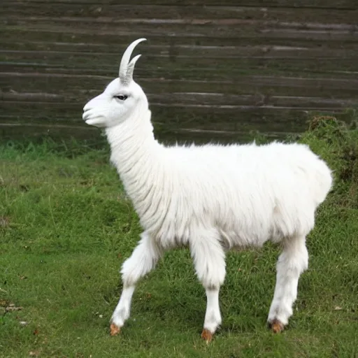 Prompt: a llama mixed with a fainting goat