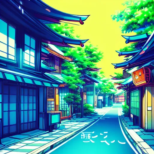 Prompt: anime tokyo residential quiet street scenery only wallpaper aesthetic, saturated colors, beautiful