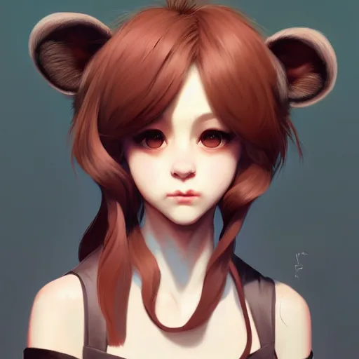 Image similar to character design portrait of an anthropomorphic furry rat girl with rat ears and a tail, 4 k, concept art, by wlop, ilya kuvshinov, artgerm, krenz cushart, pixiv.