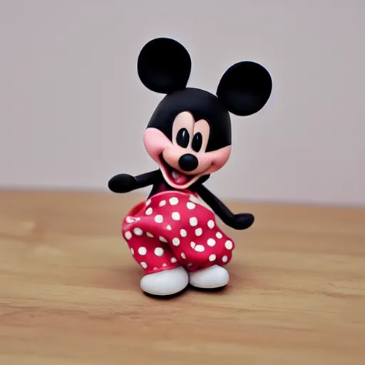 Prompt: product photograph of cute miney mouse figurine by isabel han : 6 girly, cute, collectible, toys figures, kawaii, toys, white background : 3