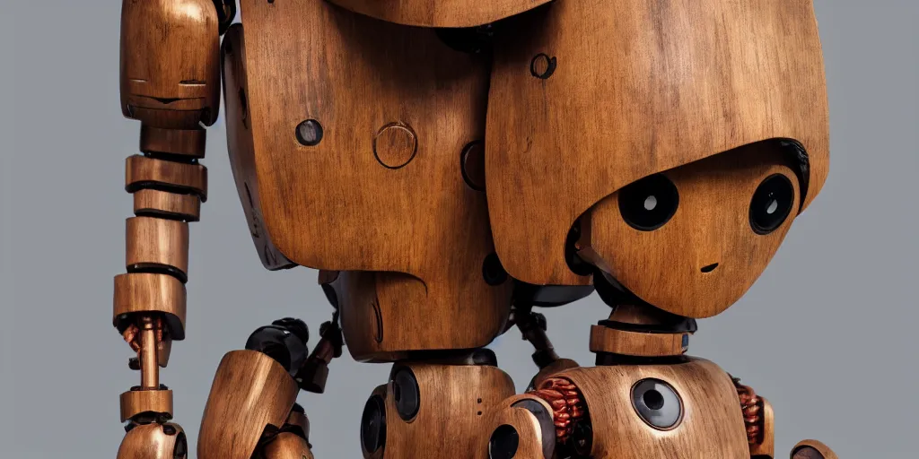 Image similar to very cute wooden mystical statue robot, highly detailed, 8 k, masterpiece, super resolution.