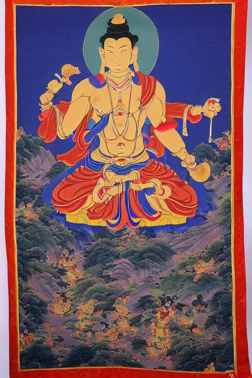 Prompt: a thangka of WUKONG