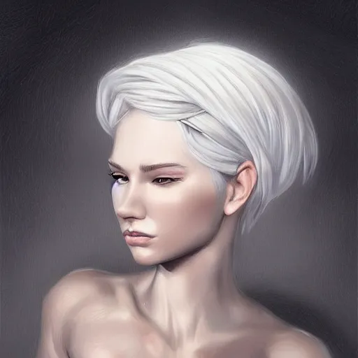 Prompt: a portrait of white hair girl, art by samdoesart, highly detailed, digital painting, concept art, sharp focus, illustration, trending on artstaion