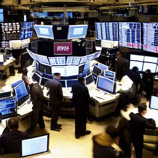 Image similar to Traders are throwing giant dices on stock market trading floor, journalism photo, award-winning