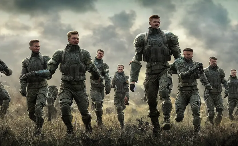 Prompt: an octane render of ukrainian army on the battle field of avengers endgame, cinematic, high resolution film render 100k, photo realistic