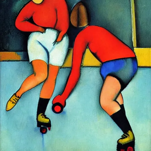 Image similar to oil canvas roller derby match by modigliani