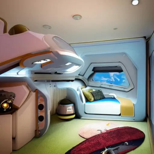 Image similar to a view of a spaceship bedroom