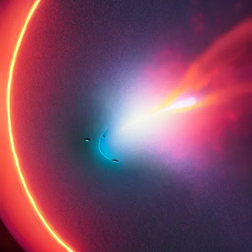 Prompt: the death of a giant black hole just before the big bang, unreal engine, octane render, vray, cinematic, epic, rule of thirds, vivid colors, neon colors