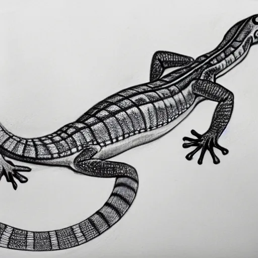 Image similar to drawing of a gecko, pencil, basic, outline, low detail