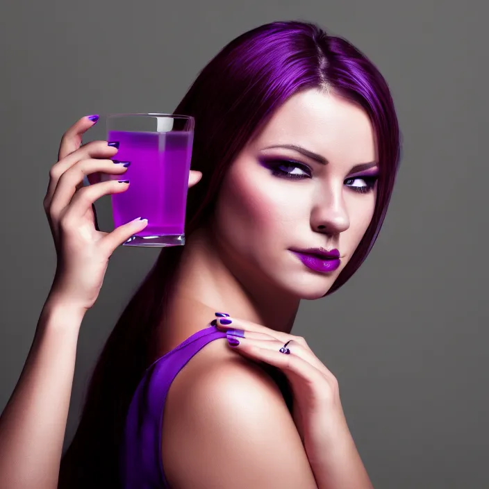 Prompt: photo of a beautiful woman with purple sin, 4 k, hdr, smooth, sharp focus, high resolution, award - winning photo