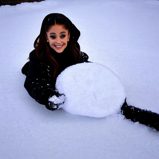 Image similar to ariana grande making a snow angel, symmetric!!!!!