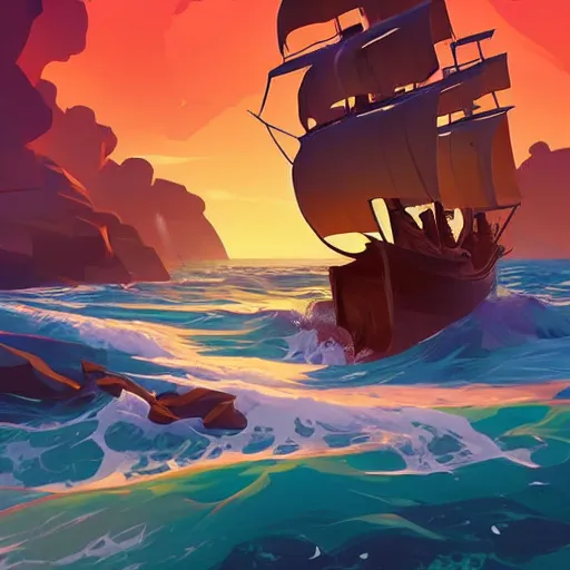 Image similar to painting treasure on sea of thieves game smooth median photoshop filter cutout vector, behance hd by jesper ejsing, by rhads, makoto shinkai and lois van baarle, ilya kuvshinov, rossdraws global illumination