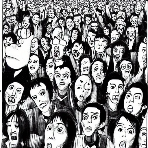 Image similar to drunk english football fans by junji ito