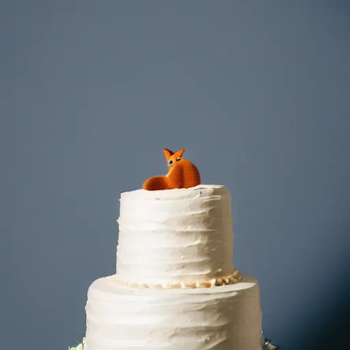 Image similar to studio photography of wedding cake in the shape of a fox