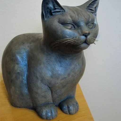 Prompt: realistic marble statue of a doble headed Cat