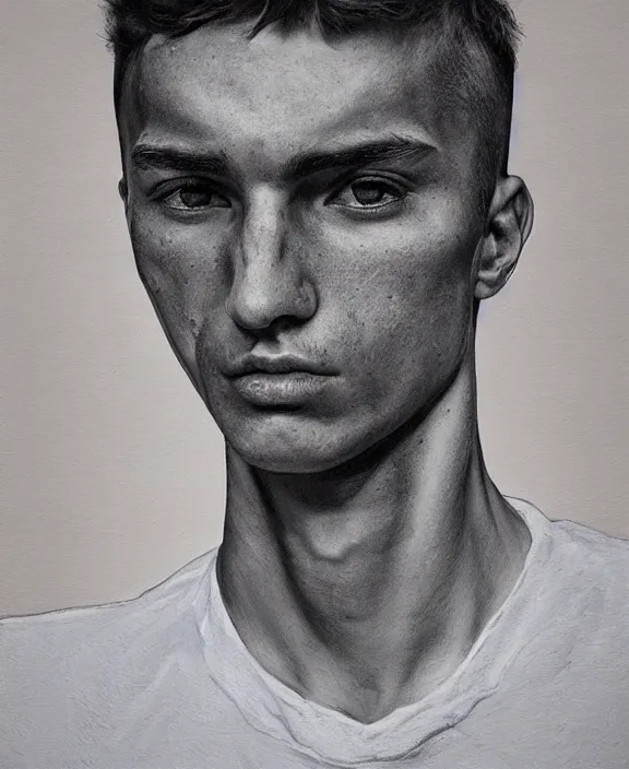 Image similar to heroic portrait of a young basque man. art by denys tsiperko and bogdan rezunenko, hyperrealism