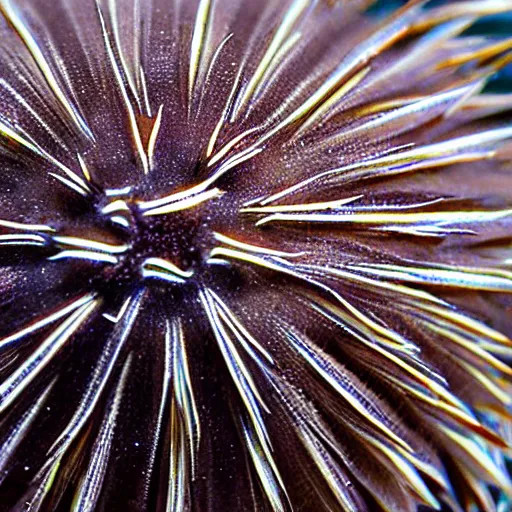 Prompt: a closeup of a sea urchin